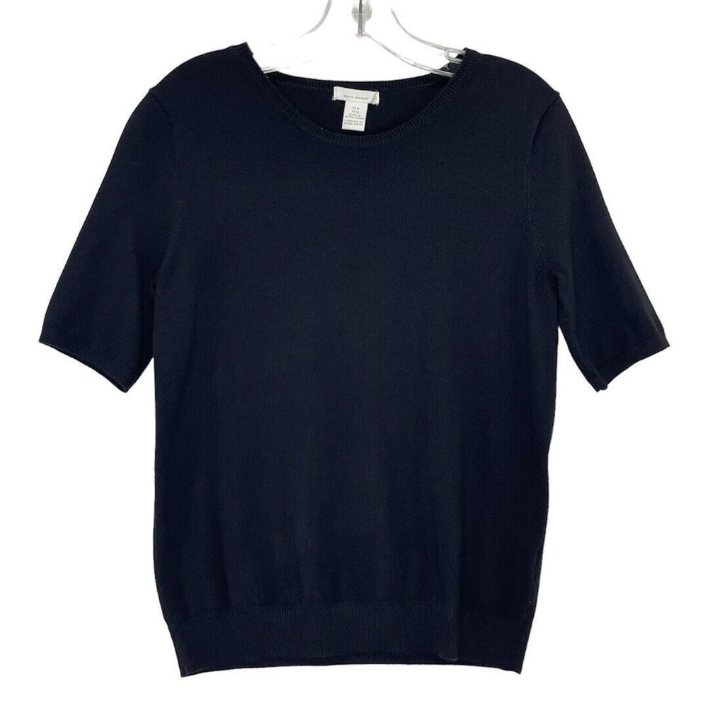 Basic Basiques Medium Knit Top Black Viscose And Pilyamide Short Sleeves